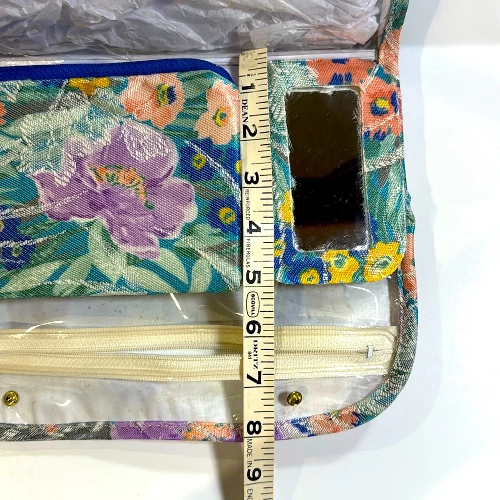 Vintage Siris Floral Tapestry 3 Piece Set Cosmetic Travel Bag Vanity Organizer